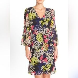 Taylor Women's Floral Chiffon Shift Dress Fully Lined Size 12